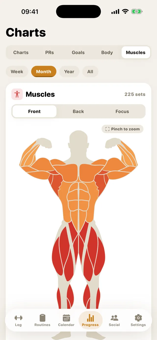 GymMonster's muscle heatmap