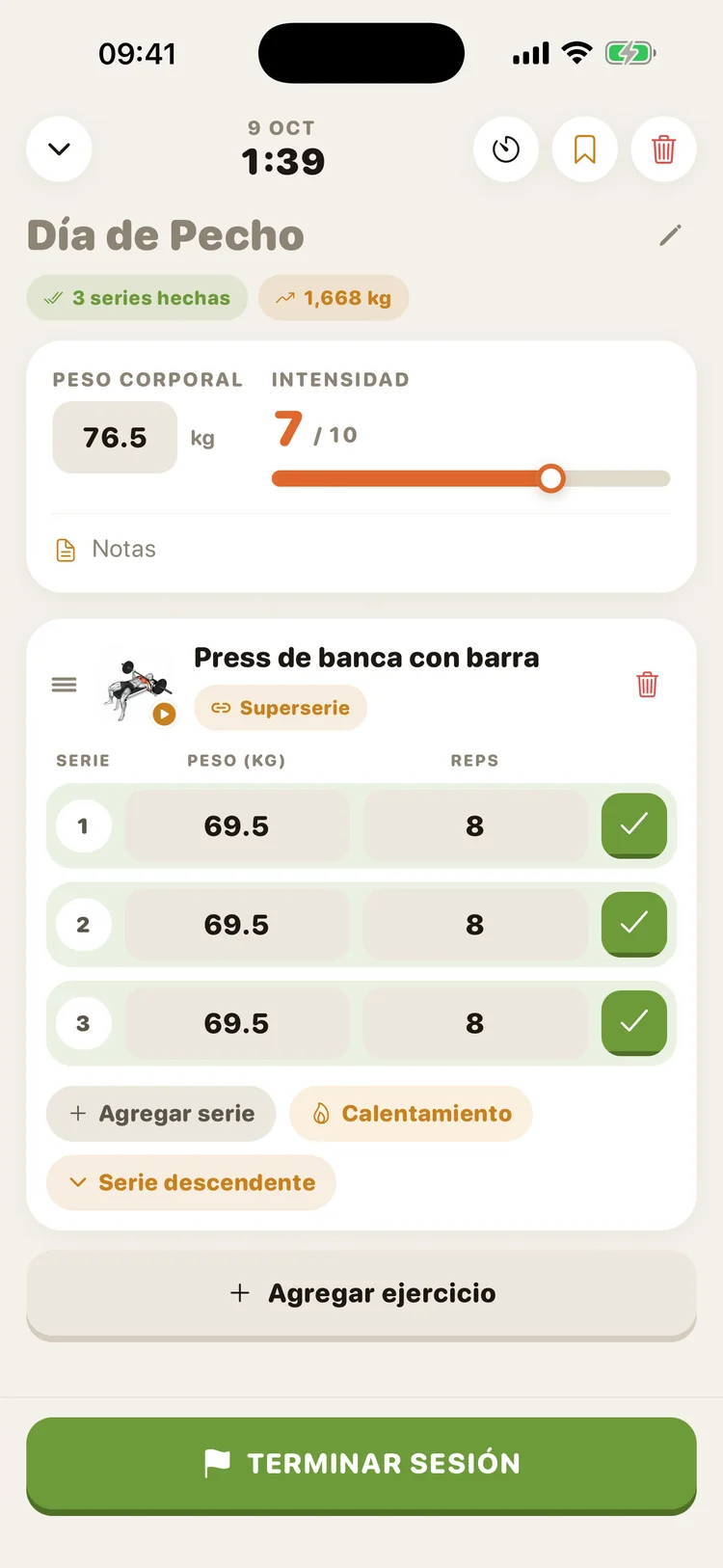 Registra cada serie en segundos