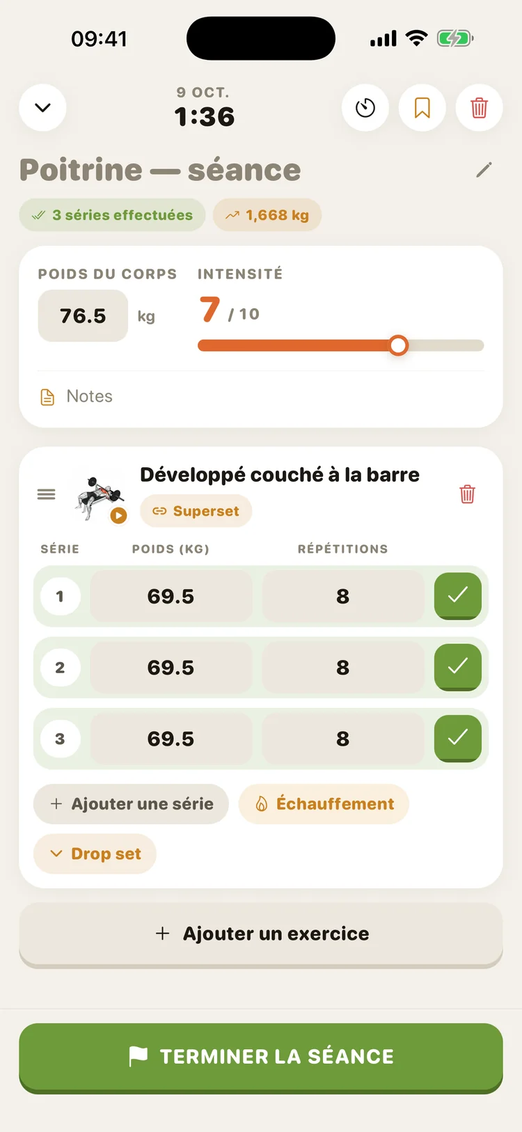 Notez chaque série en quelques secondes