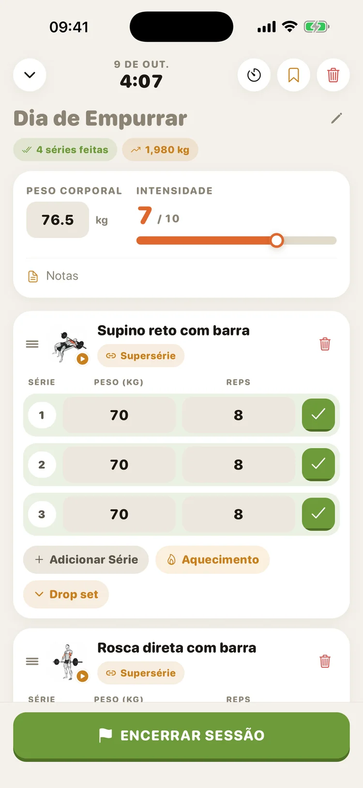 Registre cada série em segundos